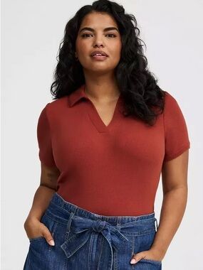 Heritage Rib V-Neck Polo Tee